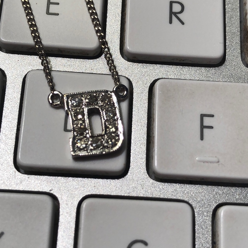 14k White Gold & Diamond letter “D” Necklace